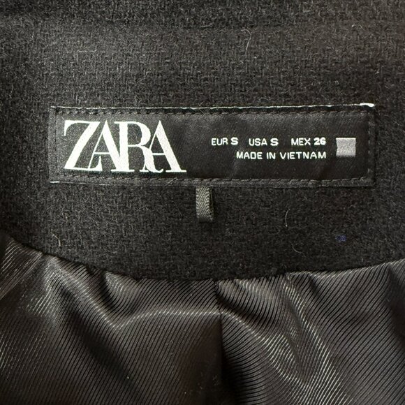 Zara Black Cropped Wool-Blend Button-Up Jacket – Size S - Picture 10 of 10